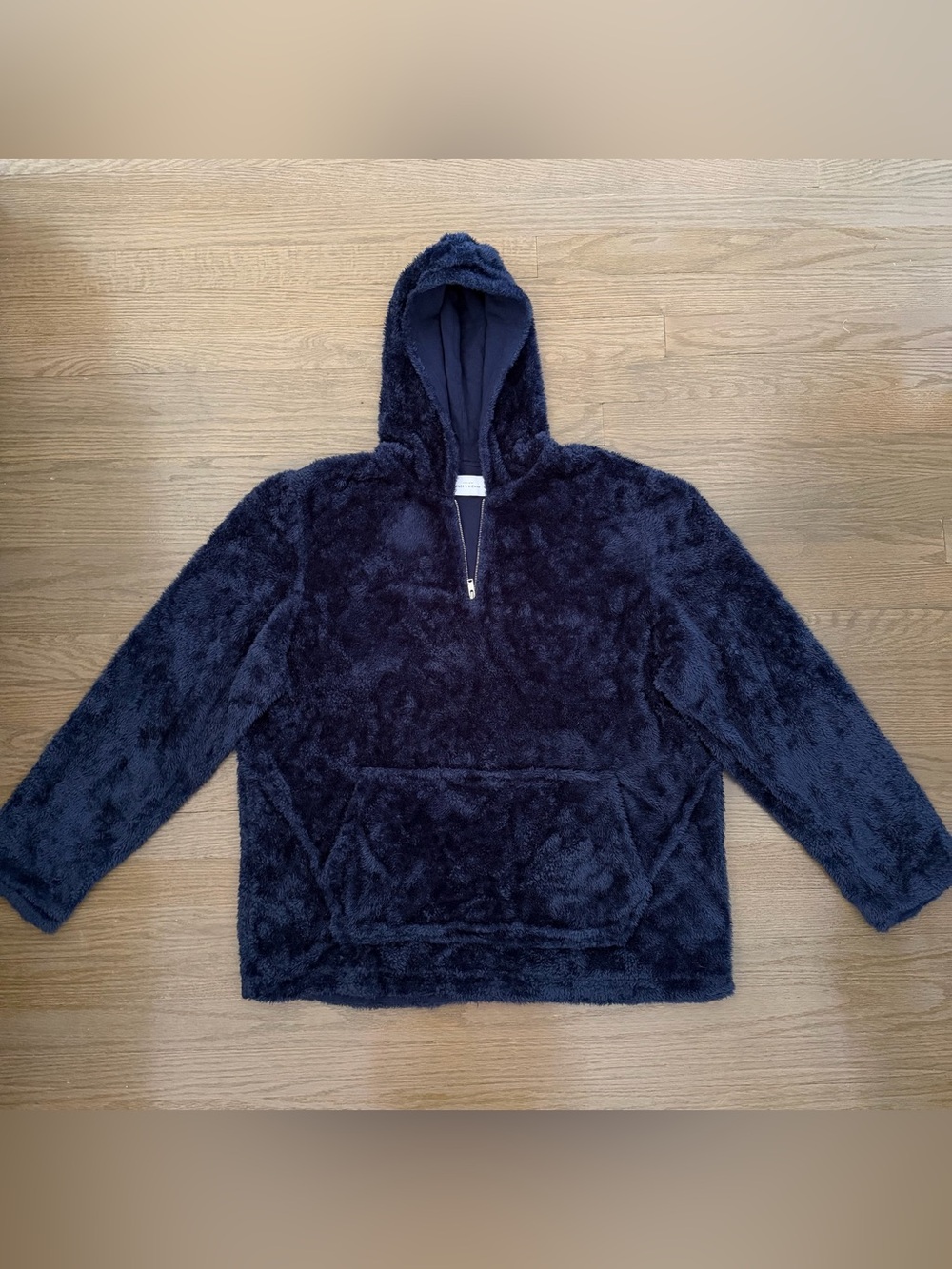 Ovadia & Sons Men's Navy Fleece Hoodie Quarter Zip Pullover Sweater